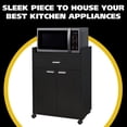 thumbnail image 6 of Kings Brand Furniture Black Microwave Cart – Storage Cabinet with Drawer, Shelves & Doors – Rolling Utility Stand, 6 of 8