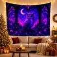 thumbnail image 3 of Great Horned Owl in Gothic Stained Glass Night Sky, Mystical Gothic Style for Owl Lovers, Nocturnal Wall Art, Halloween Gift, Tapestry Wall Hanging for Bedroom and Dorm, 3 of 7