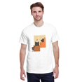thumbnail image 2 of Men's Color Block Cat Art Graphic T-Shirt, Cotton Blend Crewneck Short Sleeve Casual Tee, 2 of 8