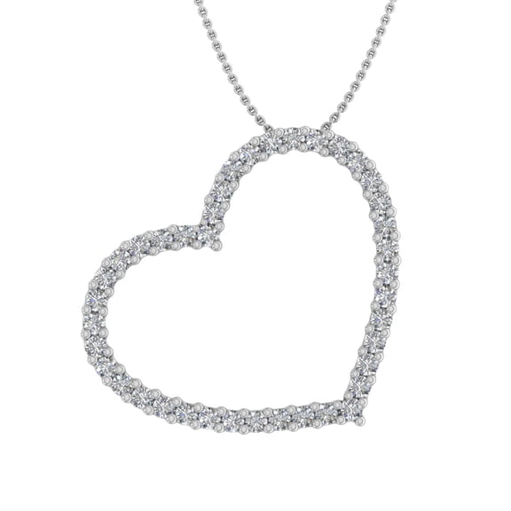1/2 Carat Diamond Heart Pendant Necklace in 14K White Gold (Silver Chain Included) (SI1-SI2 Clarity)