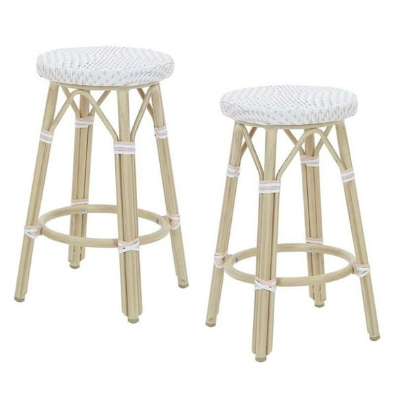 Afuera Living Aluminum 26-inch Patio Barstool in White (Set of 2)