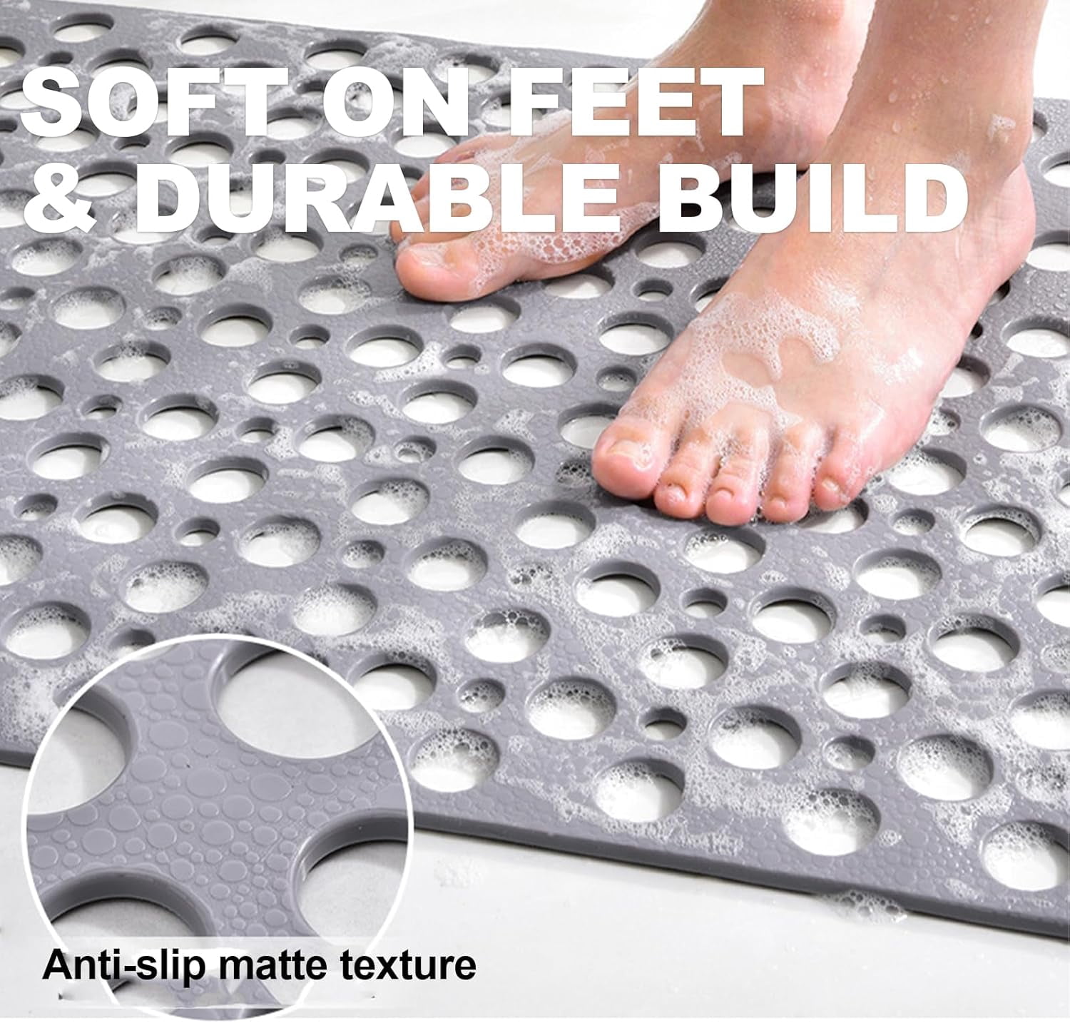 Casa and Beyond Shower Mat, Shower Mat with Suction Cup, Washable Non-Slip Bathtub Mats, Easy to Clean for Bathroom
