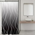 thumbnail image 3 of Black and White Ombre Striped Small Stall Shower Curtain Abstract Modern Art Lines Geometric Simple Minimalist 36Wx72H Inch Neutral Fabric Decor Bathroom Polyester Waterproof 7 Pack Hooks, 3 of 5