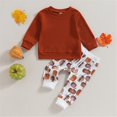 thumbnail image 2 of XXWXYD Baby Toddler Pumpkin Outfit Set - Cute Waffle Knit Long Sleeve Crewneck Sweater Top & Pants Fall Winter for Boy Girl, Warm Halloween Pa𝐫𝐭y, 2 of 9