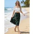 thumbnail image 3 of JWD Women's Skirts Flowy Maxi Skirt Summer Long Midi Length Casual Skirt Elegant Cool Dress with Pockets Black Green Leaf M, 3 of 10