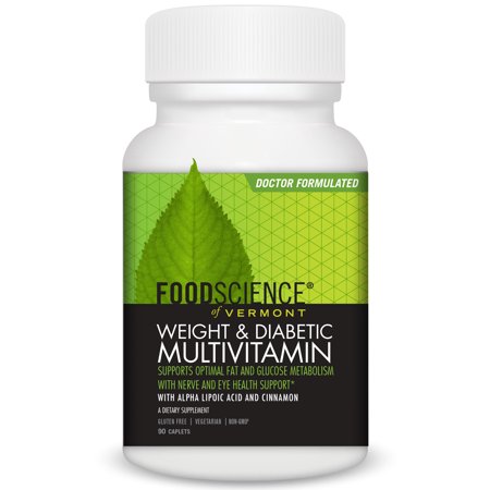 FoodScience of Vermont - Weight & Diabetic Multivitamin Dietary Supplement Caplets, 90 (Best Multivitamins For Diabetics)