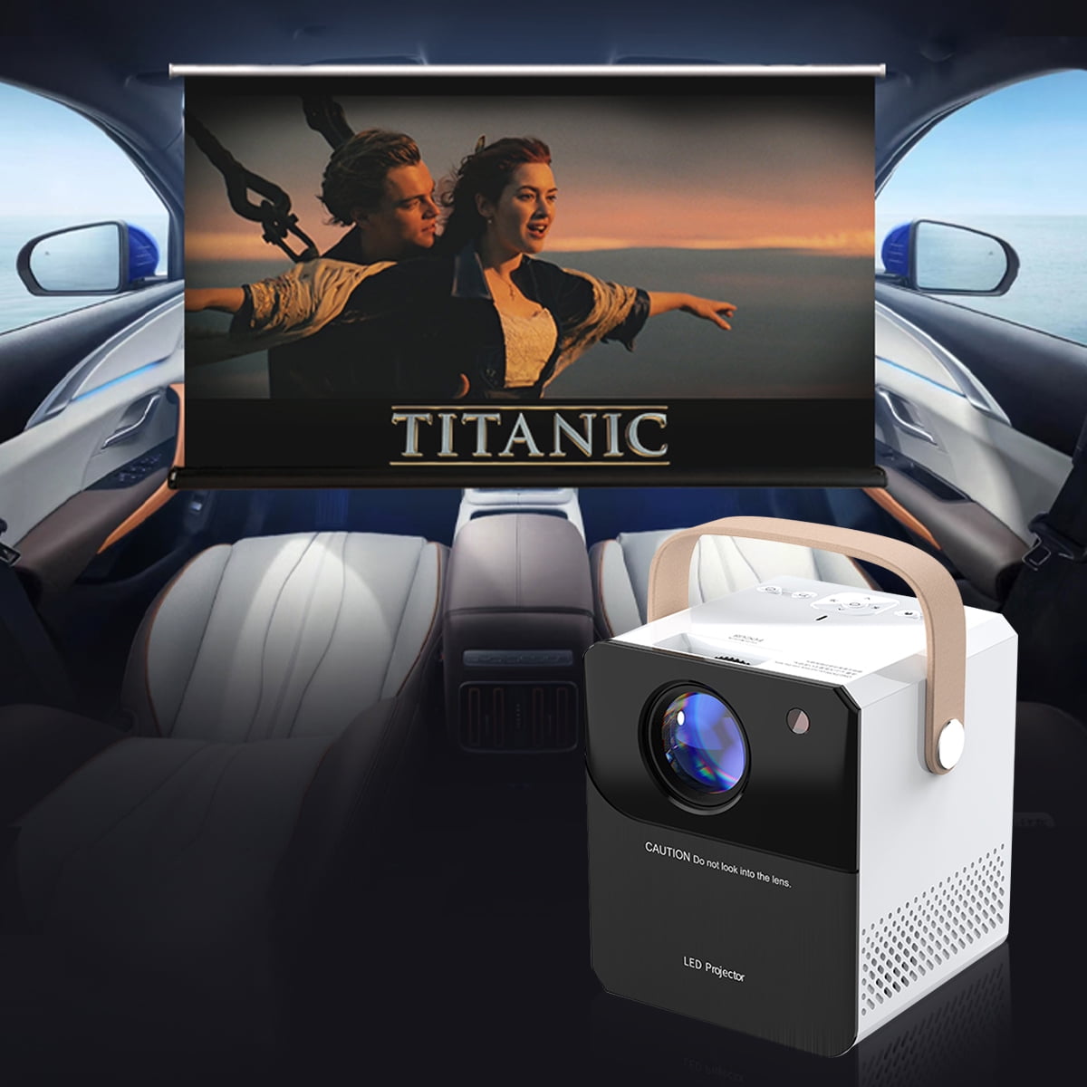 Mini Projector with WiFi and Bluetooth,  Keystone, Short Throw Full HD 1080P Supported, Portable Outdoor/Indoor Use