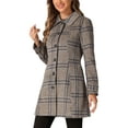 thumbnail image 4 of INSPIRE CHIC Women's Peter Pan Collar Single Breasted Winter Overcoat XS Khaki Plaid, 4 of 6