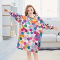 thumbnail image 5 of FORMRS Wearable Blanket Hoodie with Sleeves for Kids Cozy Flannel Sweatshirt, Light Colorful Circles, 5 of 7