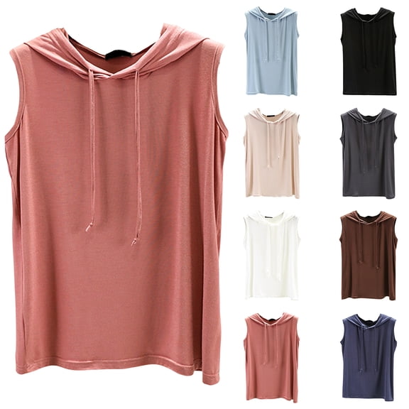 Women's Sleeveless Hooded Tank Athletic Wear Breathable Summer Comfort Top