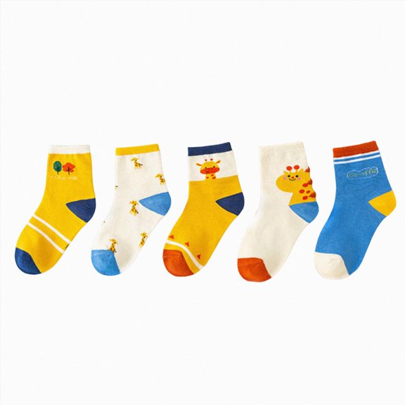 NOLDARES Toddler Mid Calf Cotton Socks, Reinforced Heel Toe Durable for Boys Girls Daily Rough Play, School & Sports 5-Pairs