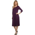 thumbnail image 3 of Women's Casual Basic Comfy 3/4 Sleeve Flare A-line Midi long maxi Dress, 3 of 7
