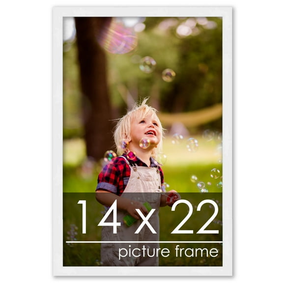 14x22 Frame White Wood Picture Frame - UV Acrylic, Foam Board Backing, & Hanging Hardware Included!