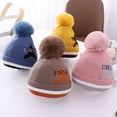 thumbnail image 4 of Autumn Winter Thick Striped Children Knitted Plush Ball Hat Hip-hop Beanie Cap, 4 of 10