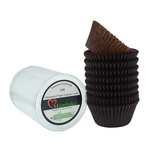 Mombake Premium Coffee Greaseproof Cupcake Liners Muffin Paper Baking Cups Standard Size, 200-Count