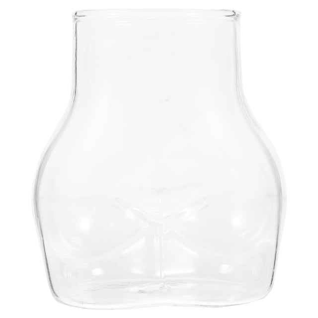 KAKOWELY Vaso de vidrio con forma de tope, vaso de vidrio transparente para jugo, té, café, cerveza, para el hogar, la oficina, copa de vino