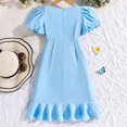 thumbnail image 3 of RXIRUCGD 2025 Vêtements d'Été pour Enfants Robe à Manches Courtes à Taille Cintrée Couleur Unie, 3 of 7