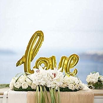 Bridal Shower or Birthday Marry Party Christmas Day Love Balloon Champagne Gold Letter Banner Writing Script Handwriting Decorations Valentines Wedding Romantic Gifts Balloon Anniversary Decor