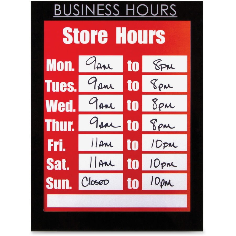 8.5" x 11" Business Hours Sign Holder, Black