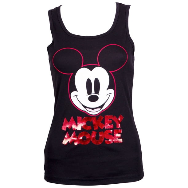 Mickey Mouse Women's Black Red Foil Tank Top-Small