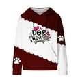 thumbnail image 4 of DDAPJ pyju Waffle Knit Hoodies for Women Dog Paw Heart Print Hooded Sweatshirt Teen Girls Cute Pocket Pullover Hoodie Color Block Casual Holiday Sweatshirts on Sale X-Wine XXXL, 4 of 5