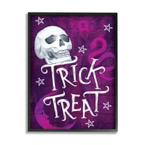 Stupell Industries Trick or Treat Purple Halloween Holiday Painting Black Framed Art Print Wall Art