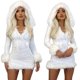 thumbnail image 5 of Falda de felpa Sexy para mujer, vestido de Navidad, dobladillo de felpa, empalme frenilum, Color sólido, cuello en V, falda con capucha, Vestidos blancos femeninos, 5 of 5