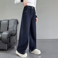 thumbnail image 7 of HXWCHs Girls Tie Dye Pants Straight Leg Denim Trousers Loose Fit Wide Leg Casual Comfortable Stylish Jeans for Everyday Wear 4-5 Years Navy, 7 of 7