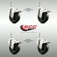 thumbnail image 2 of 4 Inch 316SS Soft Rubber Wheel Swivel ½ Inch Threaded Stem Caster Set Lock Brake, 2 of 2
