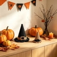 thumbnail image 4 of 2PC Halloween Decor Witch Hats Woven Rattan Plastic Tabletop Decor for Porch Entryway Mantel, 4 of 5