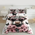 thumbnail image 2 of Homewish Rustic Highland Bull Queen Comforter Set for Teen, Farmhouse Pink Groovy Floral Bedding Sets, Butterfly Animal Reversible Bedding Comforter Set, Microfiber Bedroom Decor, 3 Pieces, 2 of 8