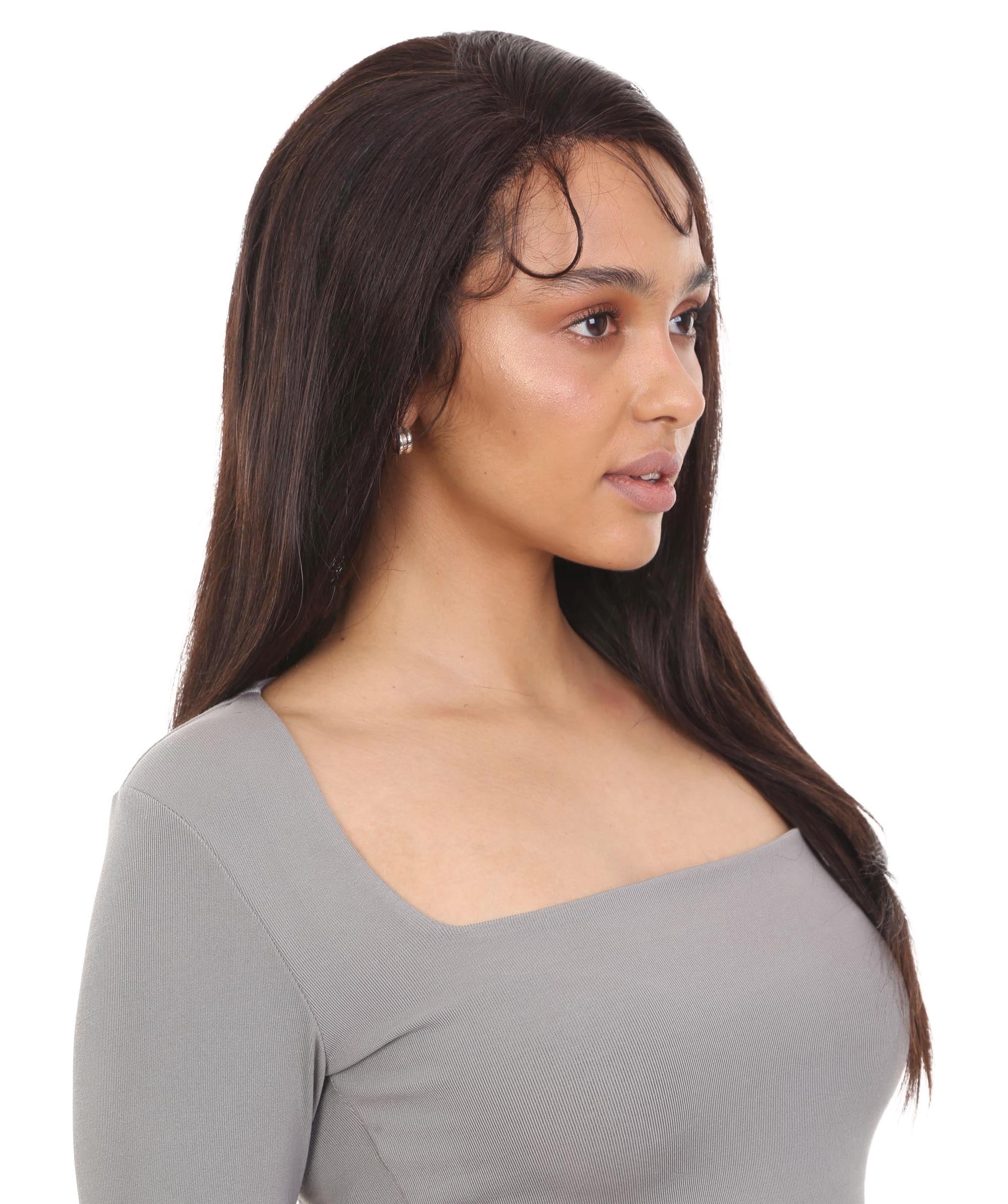 LUXLUXE Dana 21" 100% Human Hair Lace Front Wig with 3.5x13-inch HD Lace, Heat-styleable Human Hair, (NATURAL)