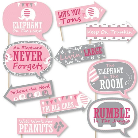 Funny Pink Elephant Girl Baby Shower Or Birthday Party Photo Booth