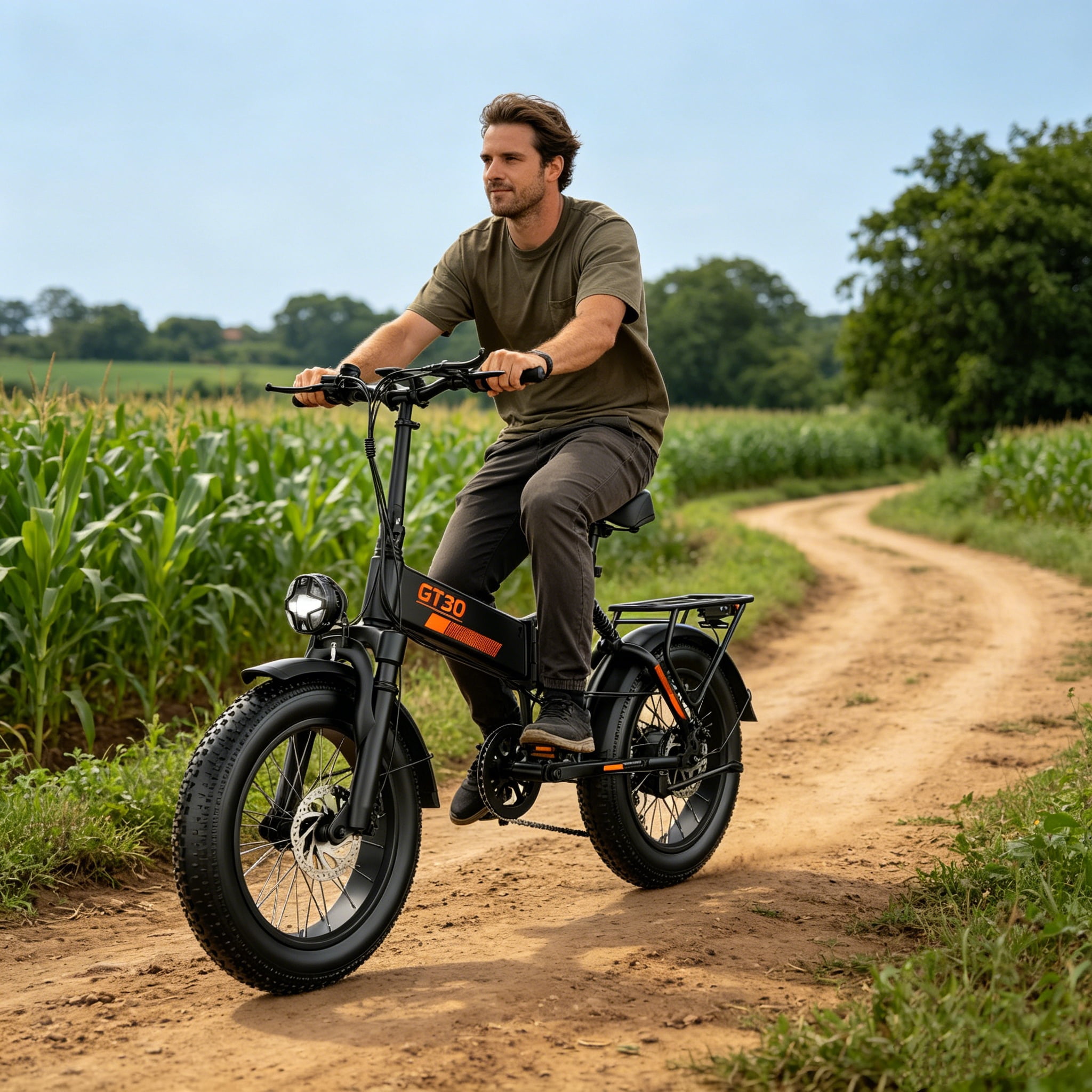 ASKGO 750W Rated Folding Electric Bike-GT30, 48V 20Ah Battery 28MPH 65Miles Range 20" Fat Tire E-Bike with Rear Rack for Adults,7 Speeds,UL2849