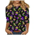 thumbnail image 3 of QATAINLAV Lightening Deals Mardi Gras Shirts for Women Carnival Party Tunic Blouses 3/4 Sleeve 3D Print Casual Fashion Shirts Tops Multicolor XL, 3 of 6
