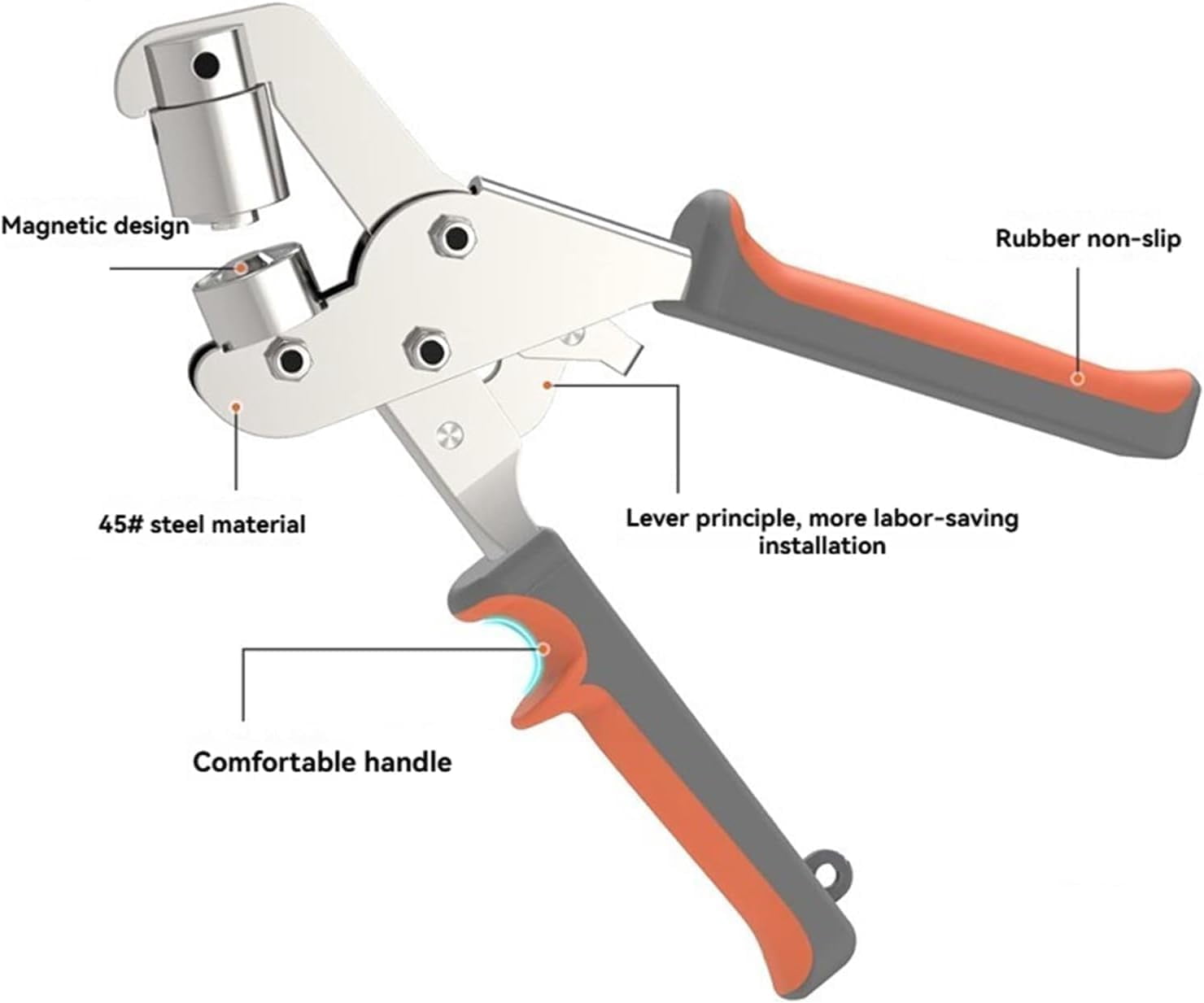 Boksene Eyelet Pliers for Tarpaulins, Boksene Eyelet Pliers Set, 0.39 in/10.5mm Eyelets and Grommets Punch Plier Kit with 100pcs Silver Grommets, for Fabrics, Canvas, Tarpaulin and More (1pcs-A)