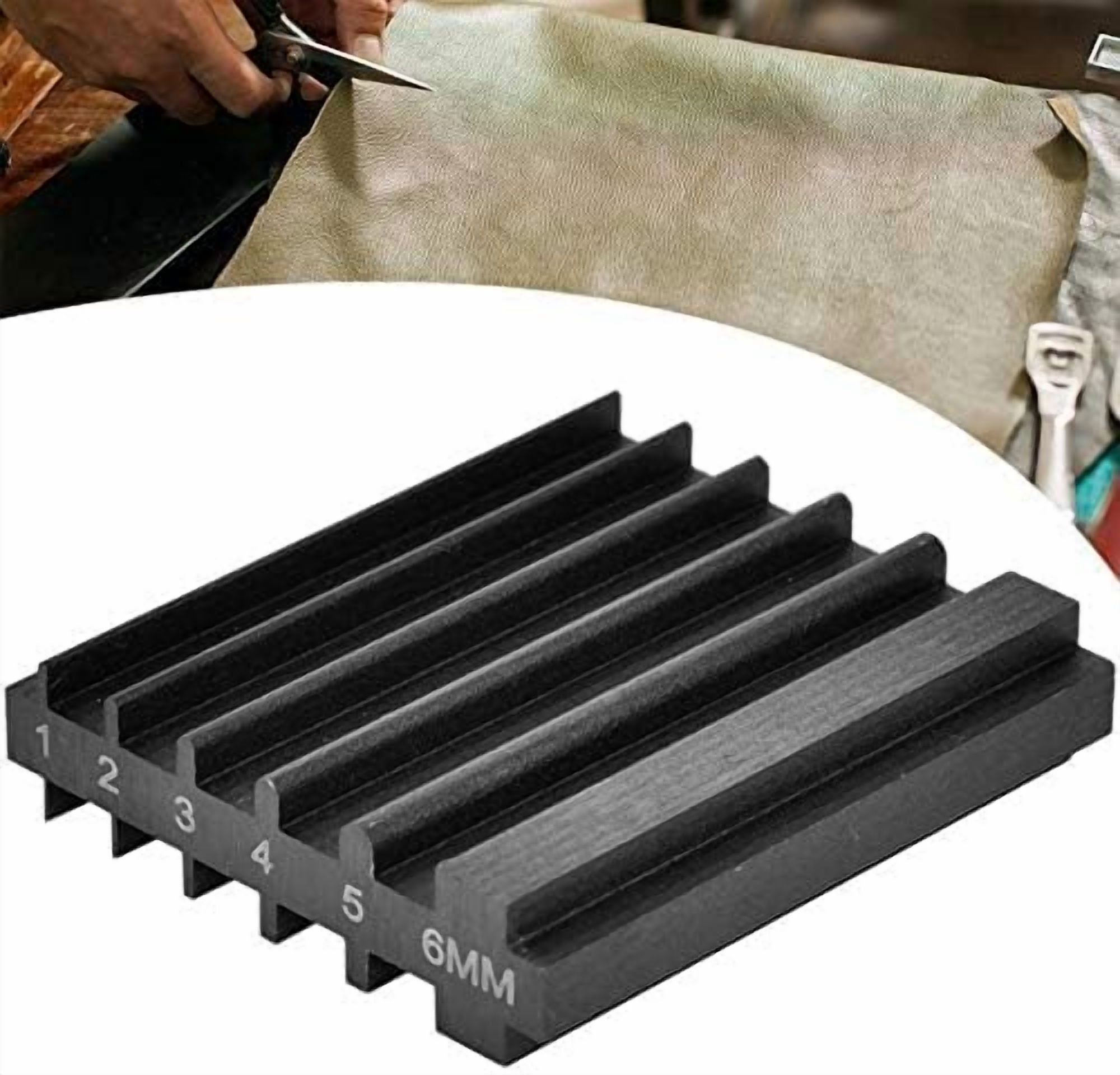 ABPETE Sharpener Guide For Leather Sharpener Leather Edger Bevelers Tool, Leather Beveler Sharpen Sharpener Guide Bevellers Trimmer Groovers Punche Helper Tool 6MM for Leather Cutter Head Sharpening