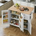 thumbnail image 5 of CBJCBJ 50.4" Kitchen Island with Storage, Wood Top Cart with Drop Leaf and Wheels, White, 5 of 11