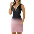 thumbnail image 2 of HKEJIAOI Robes Décontractées pour Femmes Robe d'Anniversaire Mode Femmes Décontractée Imprimée Slim Aguichant Col en V Profond Sans Manches Dos Nu Fermeture Éclair Longue Robe Rose Soldes Liquidation, 2 of 8