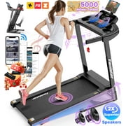 Treadmill for Home, Portable Folding Electric Exercise Treadmill with Adjustable Incline, APP Control, 64 Programs, 300 lb Capacity, 7.5MPH, Bluetooth Speakers, Running Walking Jogging, 12/23 Update