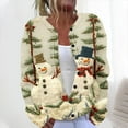 thumbnail image 2 of Rutainlusire Womens Trendy Casual Christmas Printed Comfy Cardigan Jackets 2025 Women's Casual Christmas Vintage Print Long Sleeve Cardigan Button Up Top Coat, 2 of 5