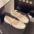 thumbnail image 2 of YOUYEDIAN Mary Jane Shoes Women Vesatile Bowtie Deco Comfy Casual Slip On Low Heel Flats Square Toe Fashion Dress Shoes, 2 of 4