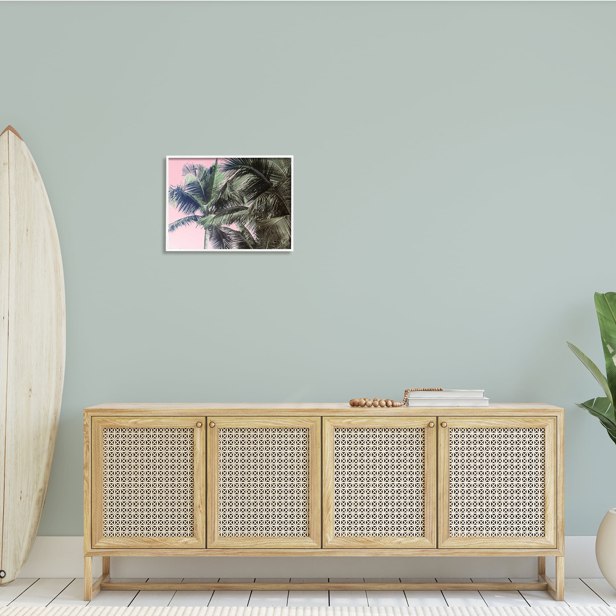 Stupell Indtries Tropical Palm Tree Fronds Layered Tall Trees Pink,20 x 16,Design by Kathy Mansfield