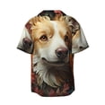 thumbnail image 6 of Lsque Vintage Colorful Flower Puppy print Men's Cuban Collar Short Sleeve Shirt Summer Beachwear Casual Button Down Fashionable Vacation Leisure Shirt-Medium, 6 of 7