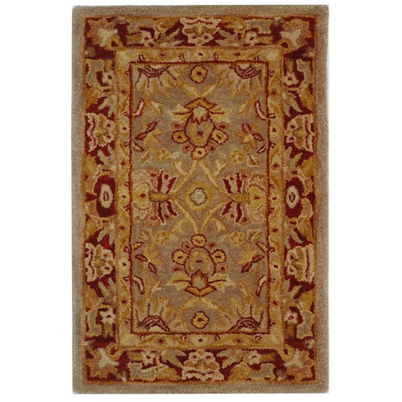 SAFAVIEH Anatolia Dexter Traditional Wool Area Rug, Grey/Red, 2' x 3'