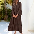 thumbnail image 2 of Lnmiateer Women Flowy Tiered Ruffle Maxi Dress V Neck Bell Sleeve Solid Soft Breathable Sundress for Beach Holiday Weekend Casual Outfit, 2 of 5