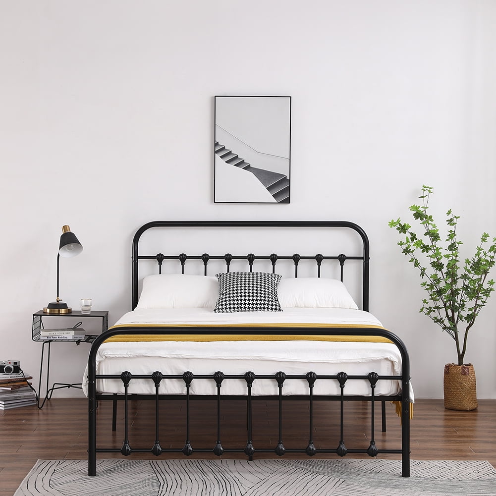 Lowestbest Single-Layer Curved Frame Bed Head and Foot Tube with Shell Decoration, Queen Iron Bed (Black) Lowestbest Single-Layer Curved Frame Bed Head and Foot Tube with Shell Decoration, Queen Iron Bed (Black)