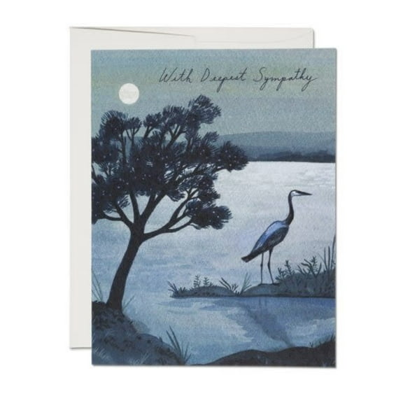 Sympathy Card with Watercolor Heron Design – Elegant “With Deepest Sympathy” Message – Blank Inside for Personal Thoughts – Ideal for Condolences and Comforting Neighbors or Friends