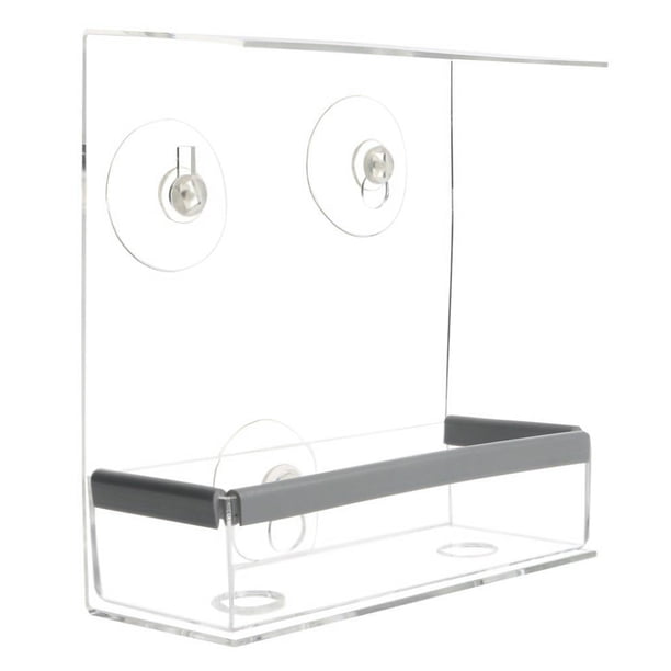 KAKOWELY Comedero para pájaros transparente de acrílico, contenedor de comida para pájaros, caja de alimentación para exteriores