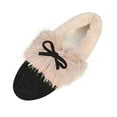 thumbnail image 6 of Rokment Womens Winter Snow Boots Fashion Bow Suede Fuzzy Slip on Ballet Flat Dress Walking Loafers Cozy Ankle Booties for Bride Wedding Black Size 6, 6 of 7